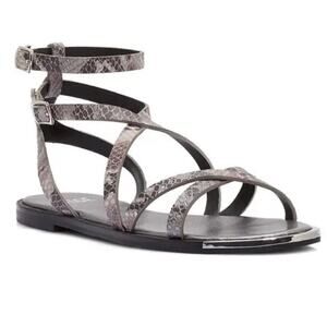 NEW Paige Thea Snakeskin Embossed Ankle Strap Sandal Size 7.5, MSRP $238